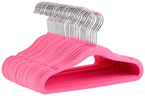 Amazon Basics Lot de 50 cintres en velours pour enfant Rose