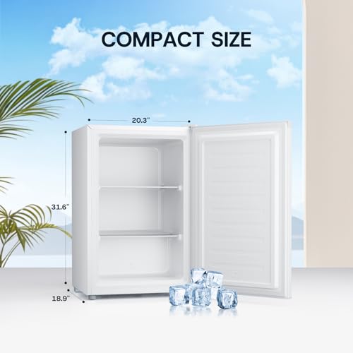 Image of Upstreman 3.0 Cu.ft Small Mini Freezer Upright Freezer with Reversible Door, Fast Cooling, 5 Adjustable Thermostat, Stand Up Freezers with Ice Trays Defrosting Tools for Home, Dorm (White)
