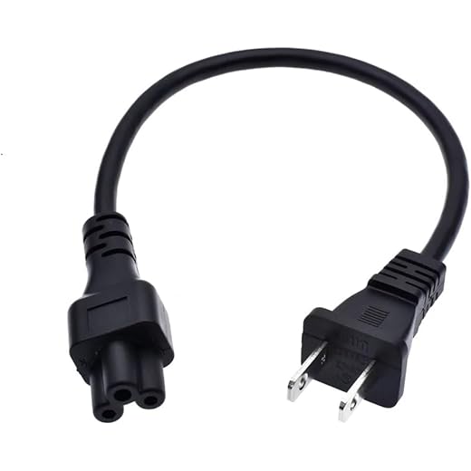1-15P to C5, NEMA1-15P to IEC320 C5 1ft Short Power Cord, Non-Polarized 2-Pin US Plug 2 Pole to IEC 60320 C5 3-Prong AC Laptop Portable Cable 1ft/30cm (1-15P to C5)