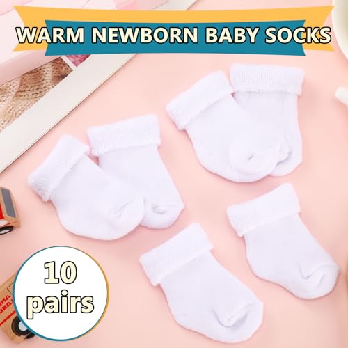 10 Pairs Preemie Baby Terry Cotton Turn Cuff Socks for Newborn Girls Boys - Nicu3