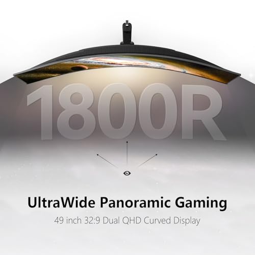 Image of INNOCN 49 inch OLED Ultrawide Curved Monitor 5K2K 5120 x 1440p 144Hz, 0.03ms, Computer Monitor for AI PC, USB Type C 90W, HDMI 2.1, DisplayPort, USB Hub, Speakers, Adaptive-Sync, Adjustable Stand, Black