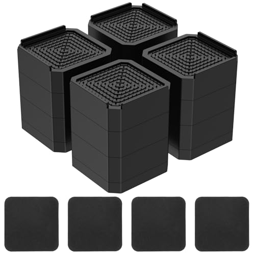 HuhWafee 4 elevadores de muebles, 3 niveles ajustables, con 4 alfombrillas antideslizantes silenciosas, elevador de muebles, elevador de muebles, elevador de mesa, pie de elefante, elevador de cama