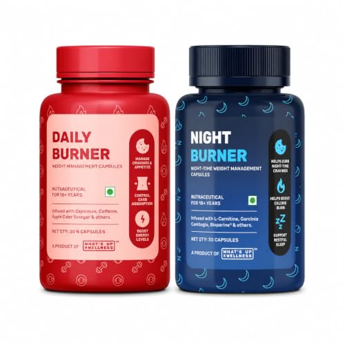 Image of What's Up Wellness Daily + Night Burner Combo | GLP1 for Weight Loss, Boosts Metabolism and Curbs Cravings | 24-Hour Weight Management | Burn Fat Day & Night