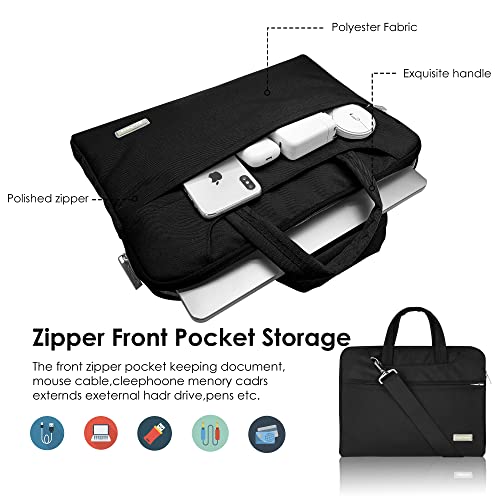 Qishare 15 15.6 16Inch Black Multi-Functional Business Laptop Sleeve/Carrying Handbag Briefcase/Laptop Messenger Bag For All 15 15.6 Inch Acer Asus Dell Lenovo Hp Samsung Toshiba (Black, 15.6-16) #TOP4