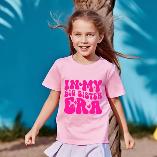 Image of Big Sister Announcement T Shirt Toddler Girls Promoted to Big Sister Tees Outfits 1-7 Years