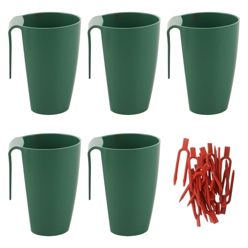GARIOUANS Set 5 Tazze di Plastica per Propagazione Fragole con Forca per Piantare, Vasi da Trapianto Leggeri per Piante da Interno ed Esterno, Contenitori con Drenaggio per Crescita Radici