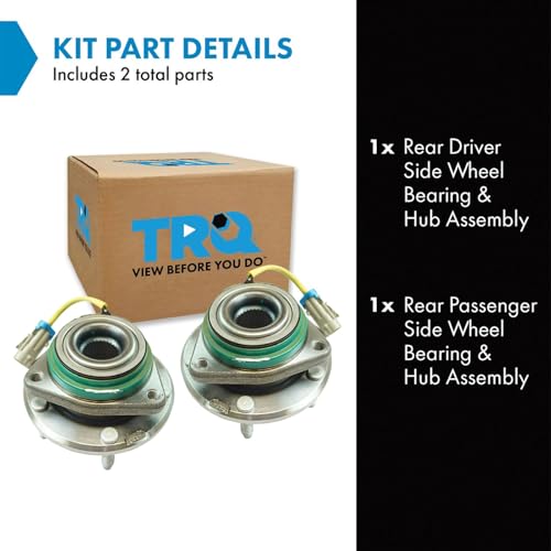 Image of TRQ Rear Left and Right Wheel Bearing and Hub Assembly Set 2 Piece Compatible with 2009-2013 Chevrolet Corvette Base Model 30 Spline Axle 2009 Cadillac XLR 30 Spline Axle