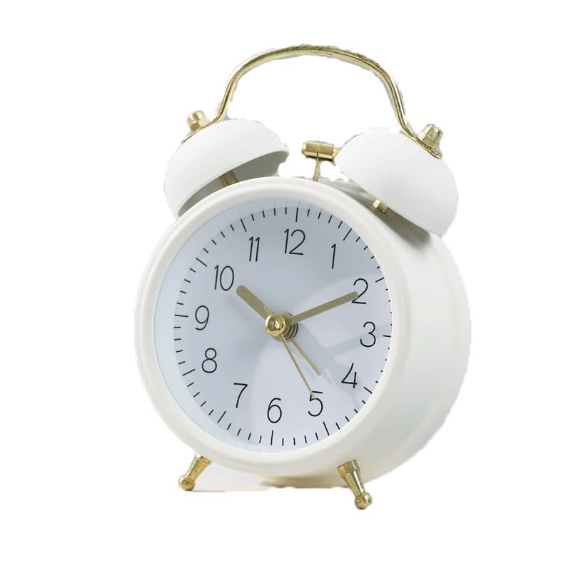 Despertadores Reloj Despertador de Escritorio súper Ruidoso con Sonido cabecera(Blanco)