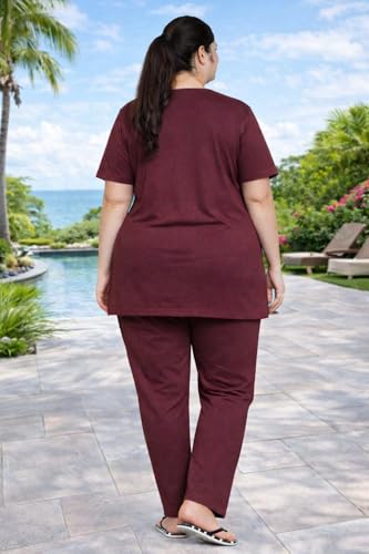 Image of In Love Women's Plus Size Longline T-Shirt with Side Pocket, 3 /4 Sleeve, Crew Neck