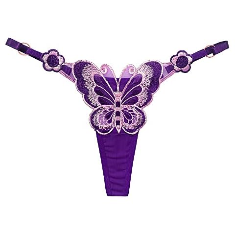 SLITHICE Women Sexy Floral G string Panties With Adjustable Size (US, Alpha, X-Large, XX-Large, Regular, Regular, 2261-Purple) Cover