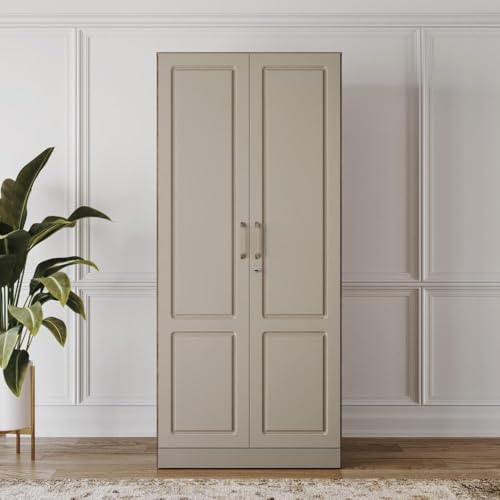 Image of Wakefit Wardrobe for Bedroom | 3 Yr Warranty | Cupboard for Bedroom, Almirah, Wooden Wardrobe, Comes with LED light, Multi-Shelves, Drawer & Hanger, Density:680-750 kg /m, Free Installation(Tyrian-CB)