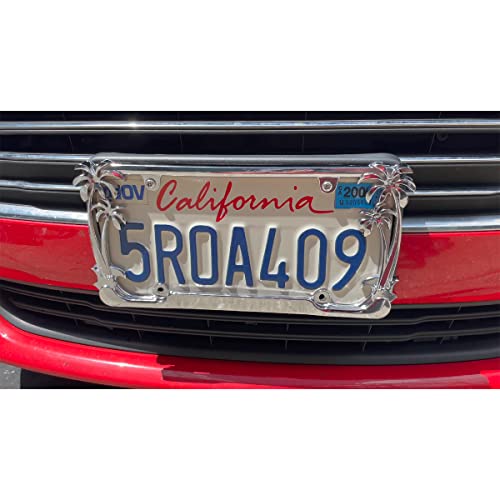 Cruiser Accessories Unique Imports Chrome Metal Palm Tree Hawaiian Car Truck License Plate Frame #TOP5