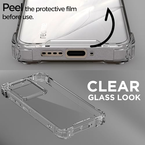 Image of Pikkme Back Cover for Realme 15 5G PC + TPU Clear Transparent Raised Edges Shockproof Protective Phone Bumper Case(Transparent)