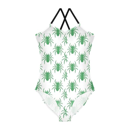 Green Spider Girls One Piece Swimsuits Quick Dry Beach Swimwear Bathing Suit