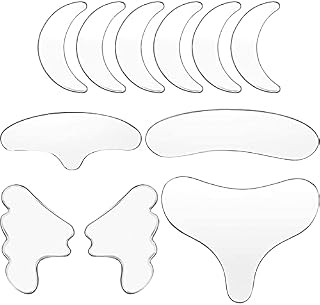 11 Pieces Reusable Silicone Chest Wrinkle Pads Patches, Silicone Neck Decollete Anti Wrinkle Patches Pad Forehead Face Pad Set Cleavage Pad Eye Cheek Stick Valentine's Day Gift