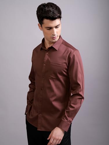 Image of Highlander Men's Slim Fit Formal Shirt | Solid Formal Shirt for Men | Comfortable Fabric | Stylish Design for Everyday Use & Office Wear