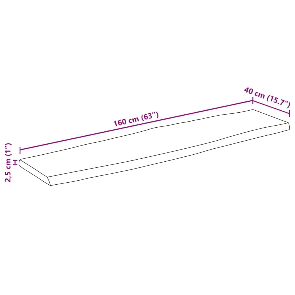 vidaXL Tablero de Mesa Borde Natural Madera Maciza Mango 160x40x2,5 cm