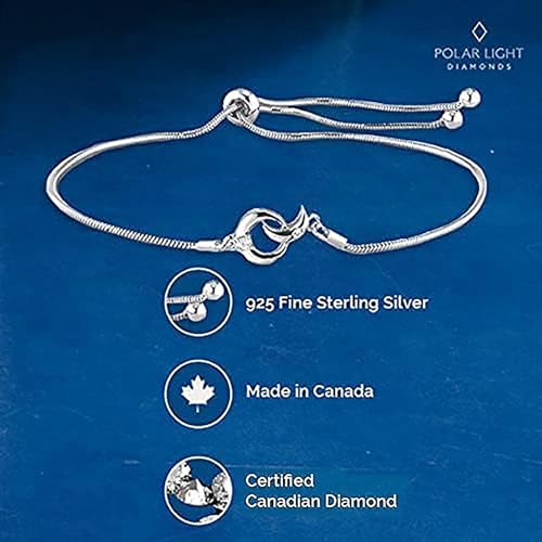 Image of Polar Light Signature Canadian Diamond Charm Bracelet in .925 Sterling Silver - Choice of Rolo or Paperclip Style Chain