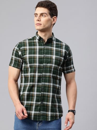 Image of Majestic Man Slim Fit Short Sleeve Checked Pure Cotton Casual Shirt