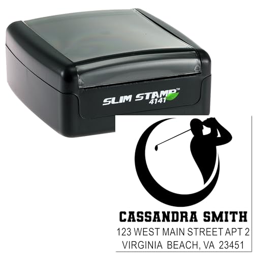 Image of Made to Order Portable Celestial Elegance Slim Pre Inked Rubber Stamp | Reusable Address Stamp. Choice of 5 ink colors. Small Stamp Custom Made. Refillable reservoir. Slim travel body. Stores flat.
