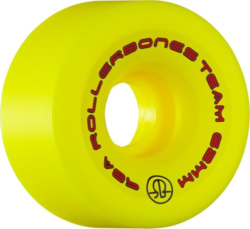 Rollerbones Team Logo 98A Recreational Roller Skate Wheels (Set of 8), Yellow, 62mm