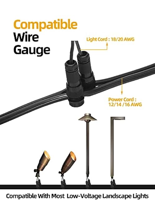 COLOER 20 Pcs Low Voltage Wire Tap Connectors Waterproof 12-20 Gauge Landscape Lighting Waterproof Cable Connector for Path Lights, Spotlights, Flood Lights, Ground Lights etc.