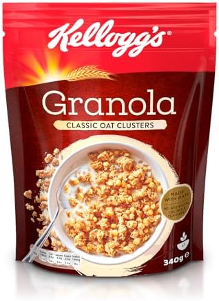 Kellogg's Granola Classic Oat Clusters | 340g | Made with Whole Oats | Tasty & Nourishing Breakfast | Source of Protein & Fibre | Delicious Crispy Oat Granola | Ideal For Breakfast & Snacks