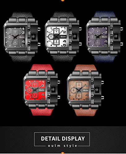 Oulm 3364 Brand Original Rectangle Unique Design Men Wristwatch Wide Dial Leather Strap Quartz Watch + In Stock #TOP1