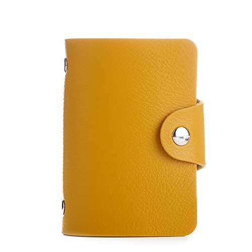Preisvergleich Produktbild Jia Hu PU Leder Kreditkarte Halter Mit 24 Kartenfächer gelb