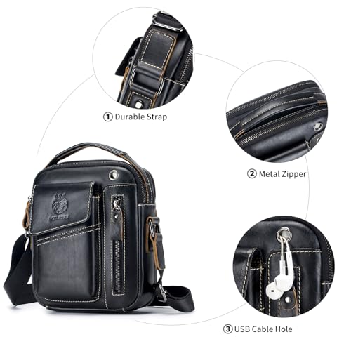 Image of Leather Shoulder Bag for Men Small Mens Crossbody Bag Purses Handbags | Small