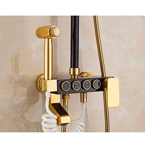 Kit douche rétro laiton complet avec barre réglable et douchette