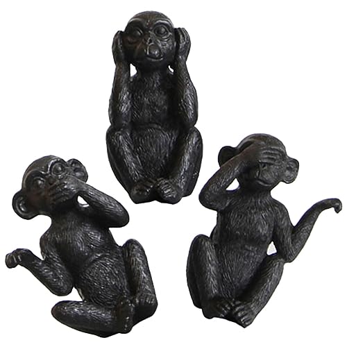 Set de 3 estatuas de mono de resina decorativas miniatura 1