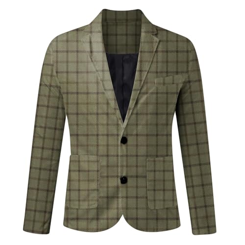 Plaid Blazer Men Vintage Notched Collar Suit Jacket Slim Lightweight Sport Coats Business Work Blazer with Pocket3