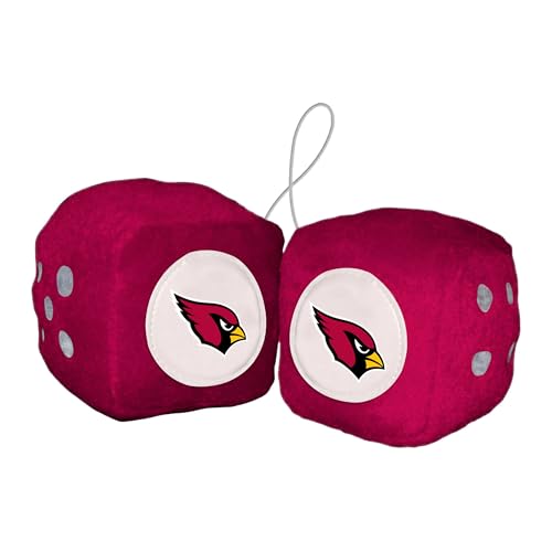 FANMATS 31968 Arizona Cardinals Team Color Fuzzy Dice Décor 3" Set