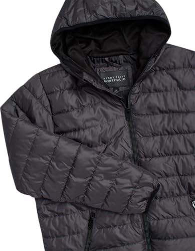 Image of Perry Ellis Mens Puffer Jacket - Quilted Packable Down Winter Jacket with Hood - Lightweight Winter Coat for Men