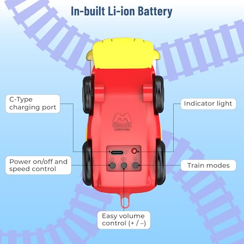 Image of Mirana Block Rider Toy Train Set with Colorful & Multiple Track Layout, USB Rechargeable Type-C Engine, Various Sound Modes - Vande Bharat, Rajdhani, Delhi Metro, Kids 2-8 Years (Medium - 82 Pcs)