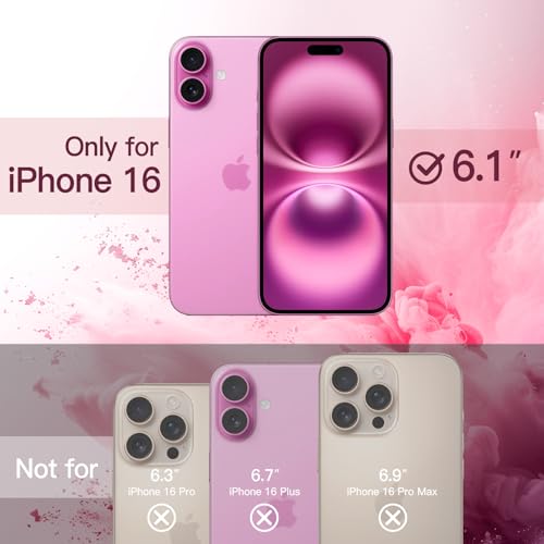 JETech iPhone 16 6.1インチ用 マグネット ケース MagSafeに対応 衝撃吸収 バンパーカバー ソリッドカラーマットTPUフレーム 傷つけ防止 クリアバック (ライトピンク)