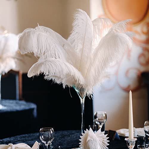 XunYee 100 Pcs Large Ostrich Feathers Plumes Bulk 16-18 Inch (40-45 Cm) Natural Feathers Bulk for Wedding Crafts Centerpiece DIY Masquerade 1920s Party Home Decorations(White) by XunYee - Image 5