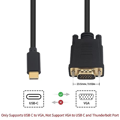Câble USB C vers VGA convertisseur actif 1080p pour ordinateur de bureau et Xbox