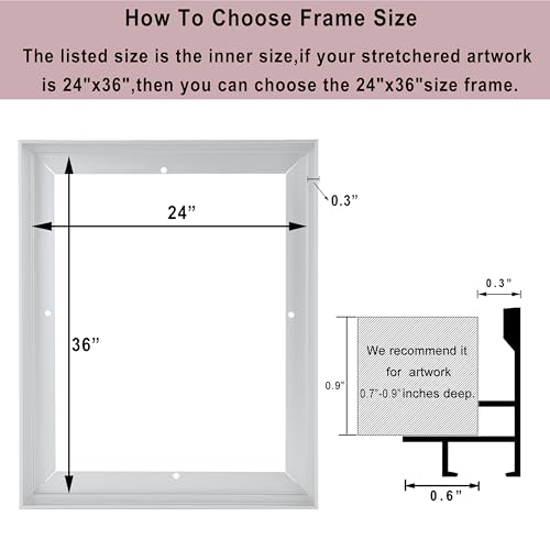 Image of Canvas Frame 16x20, DIY Metal Floating Frames, Canvas Floater Frame for 0.6 inch-0.9 inch Deep Print Painting (Silver,16 inchx20 inch)