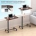 WOTURE Adjustable Overbed Table with Wheels, Bedside Rolling Table, Pneumatic Height Adjustment, Hospital Bed Table on Wheels, Standing Desk, Bedridden & Mobility Needs, Walnut