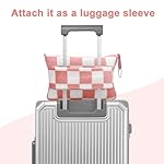 Travel Blanket and Pillow Compact, Premium Soft 2 in 1 Airplane Blanket with Soft Bag Pillowcase，Hand Luggage Sleeve and Backpack Clip (Ckeckered Pink) - Image 5