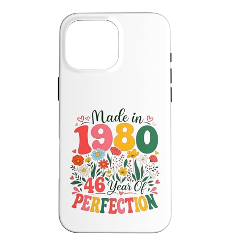 46 Year Old Made in 1980 Retro Floral 46th Birthday Women �X�}�z�P�[�X iPhone 16 Pro Max �p