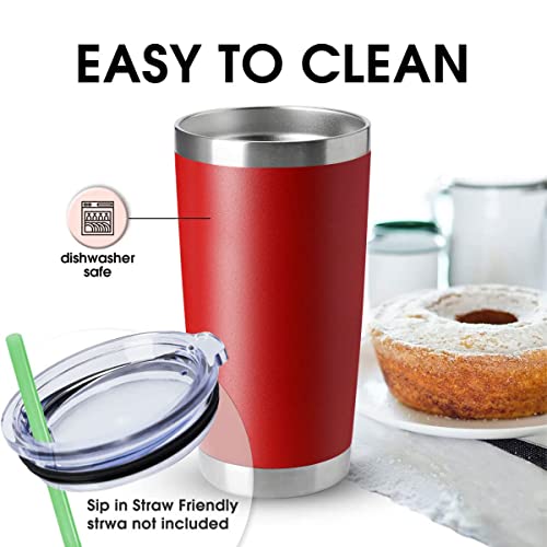 Hasle Outfitters 20Oz Tumblers Stainless Steel Mugs With Lid Double Wall Vacuum Insulated Coffee Cups For Cold & Hot Drinks (20Oz-Red, 8 Pack) #TOP2