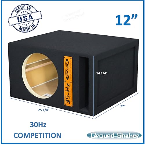 Image of 30HZ Reinforced Competition Single Ported Sub Box Sub Woofer Enclosure Speaker Box Car Audio Subwoofer Ground Shaker Box Ground-Shaker (Orange Plaque, 12 inch)