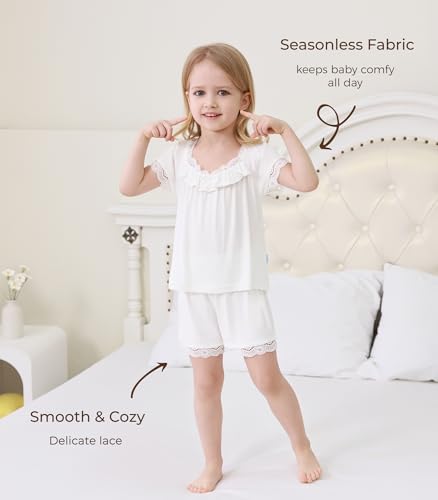 Image of Baby Girls Outfits Sets Summer Tee and Shorts Toddler 2-Piece Set for Kids Cooling Clothes,Viscose Made from Bamboo