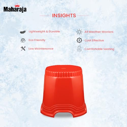 Image of MAHARAJA Neo Plastic Sitting Stool for Indoor Or Outdoor | Kitchen & Living Room (Red, Pack of 2 (14 inch))