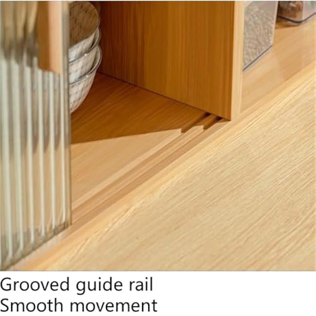 Wall-Mounted Storage Cabinet Bamboo Rack with Adjustable Shelves Tempered Glass Door Freestanding Countertop Pantry for Kitchen Multi-Purpose(Brown)