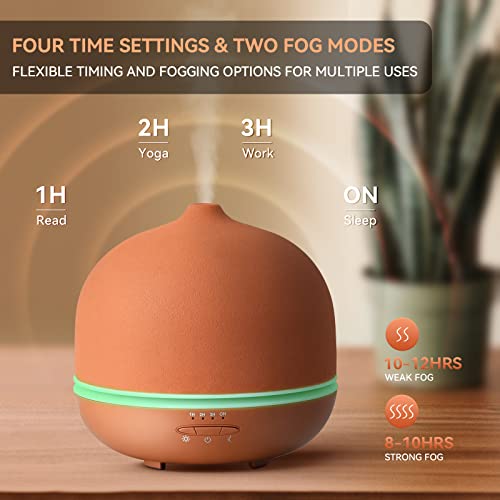 Wanlola Stone Diffusers For Essential Oils Large Room,500Ml Handmade Ceramic Diffuser With 4 Timer & 10 Ambient Light Settings,Terracotta Aromatherapy Diffuser For Home Office #TOP4