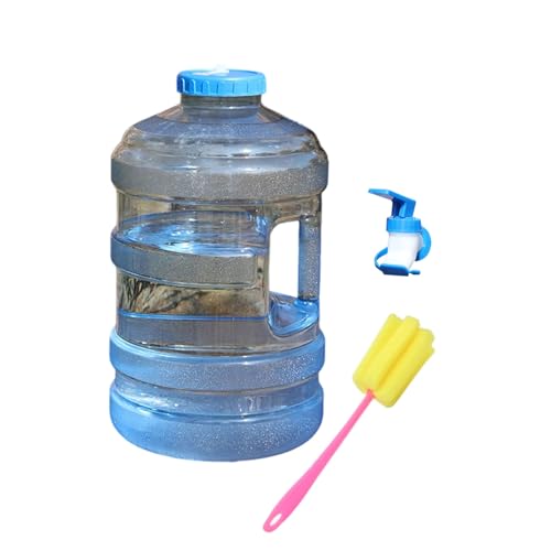 XAGMODSHN Contenedor de agua transparente de boca ancha con grifo integrado y cepillo de limpieza para actividades al aire libre, camping, senderismo, actividad, fácil limpieza, jarra de agua de